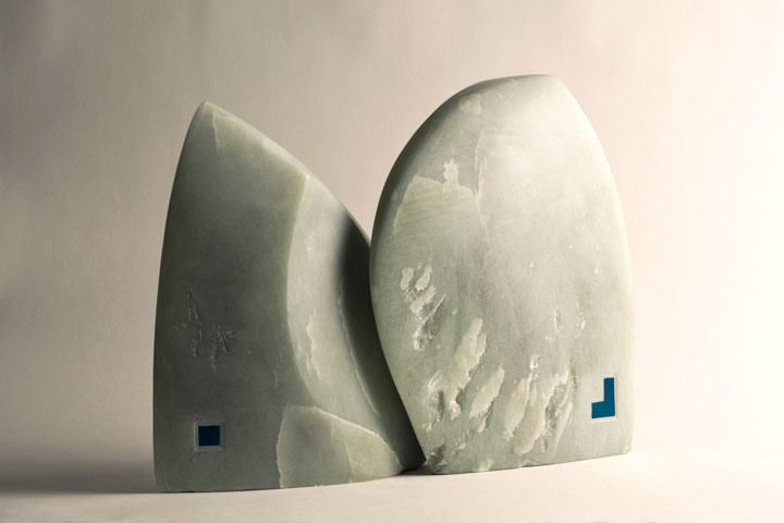 Chloe desrousseaux, Rituel, steatite, encastrement, completude, rituel japonais, sculpture douceur, apaisement, sculpture apaisement,  